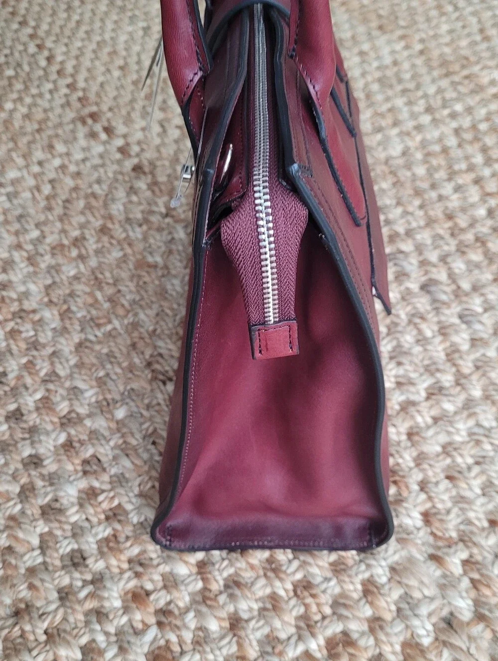 CAVALCANTI ITALIAN DESIGNER WINE BURGUNDY LEATHER SATCHEL SHOULDER TOTE BAG NWT